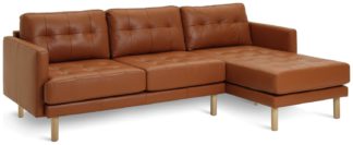 An Image of Habitat Newell Leather Right Hand Corner Chaise Sofa - Tan