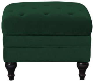 An Image of Habitat Chesterfield Velvet Footstool - Green