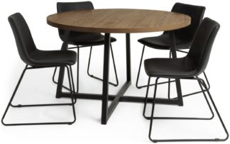 An Image of Habitat Nomad Metal Dining Table & 4 Joey Black Chairs