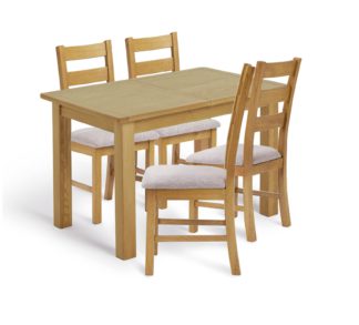 An Image of Argos Home Ashwell Oak Extending Dining Table & 4 Oak Chairs