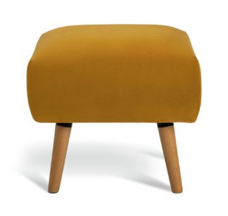 An Image of Habitat Elsie Fabric Footstool - Mustard