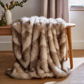 An Image of Chevron Faux Fur Throw MultiColoured