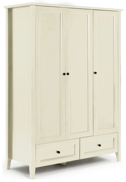 An Image of Habitat Kingham 3 Door 2 Drawer Wardrobe - Ivory