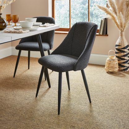 cab237d82763204558e56f8d7619c98ce1d539928de528b0c9afaaac852f5421.jpg An Image of Luna Set of 2 Dining Chairs, Black Boucle Boucle Black