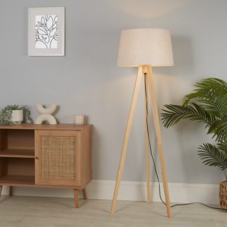 An Image of The Wooden Tripod Floor Lamp