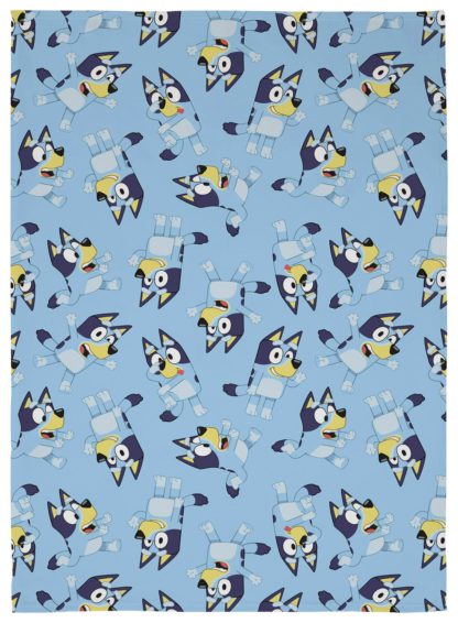 An Image of Bluey Kids Heeler Dog Throw - Blue & Yellow - 150X100cm