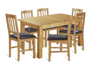 An Image of Argos Home Ashwell Oak Dining Table & 6 Slatted Chairs