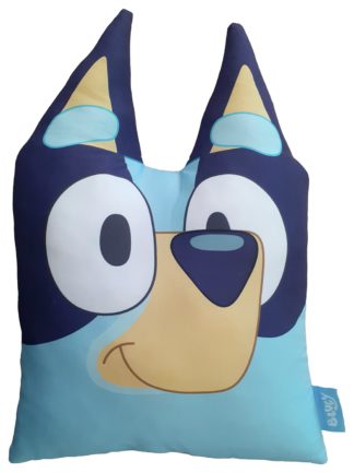 An Image of Bluey Kids 3D Ears Shaped Cushion - Blue - 35X35cm