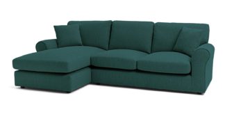 An Image of Argos Home Harry Fabric Left Hand Corner Chaise Sofa - Teal