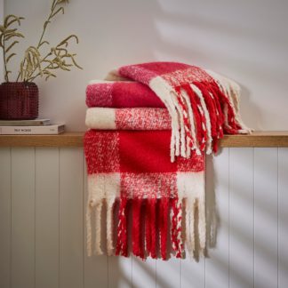 An Image of Mohair Check Throw 130cm x 180cm Fuchsia