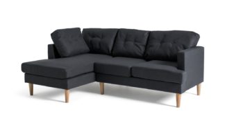 An Image of Habitat Joshua Fabric Left Hand Corner Chaise Sofa -Charcoal