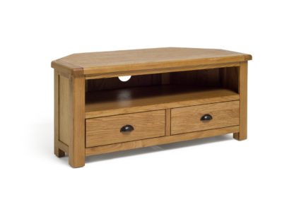 An Image of Habitat Kent 2 Drawer Corner TV Unit - Oak