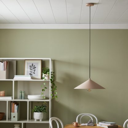 An Image of Habitat Modern Cone Metal Large Pendant Light - Matt Pink