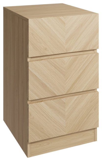 An Image of GFW Catania 3 Drawer Bedside Table - Oak