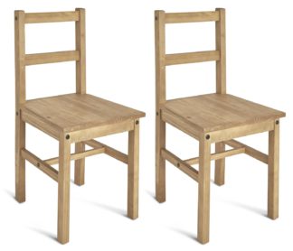 An Image of Argos Home Raye Pair of Solid Wood Dining Chairs - Pine