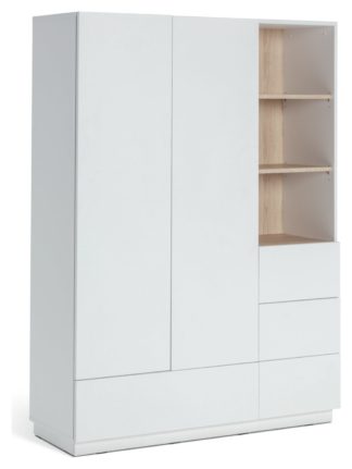 An Image of Habitat Skandi 2 Door 4 Drawer Open Wardrobe - White