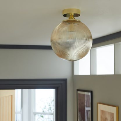 An Image of Habitat Edie Glass Flush Ceiling Light - Champagne