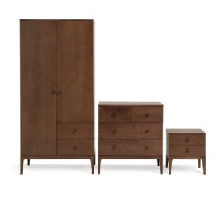 An Image of Habitat Loxley 3 Piece 2 Door Wardrobe Set - Walnut