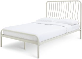 An Image of Habitat Wave Double Metal Bed Frame - Off White