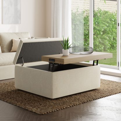 An Image of Logan Flatweave Storage Table Footstool Natural