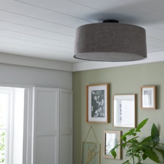 An Image of Habitat Modern Country Flush Ceiling Light - Matt Grey