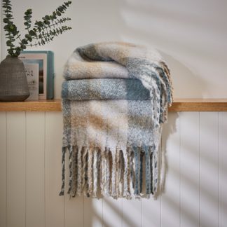 An Image of Mohair Pacific Check Throw 130cm x 180cm Pacific Blue