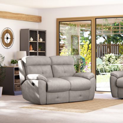 An Image of Abbotsbury 2 Seater Manual Recliner Sofa Chenille Sky