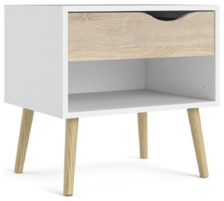 An Image of Tvilum 0slo 1 Drawer Bedside Table - White & Oak