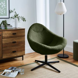 An Image of Cocoon Swivel Sherpa Egg Chair Olive (Green)