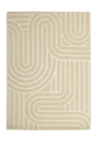 An Image of Habitat Mirage Patterned Carved Rug - Cream - 160x230cm