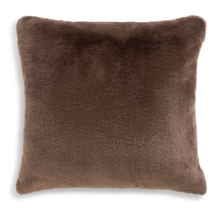 An Image of Habitat Faux Fur Cushion - Chocolate - 43x43cm