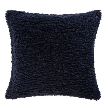 An Image of Habitat Plain Shearling Cushion - Navy - 50x50cm