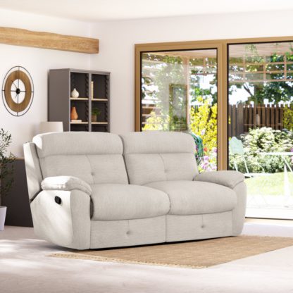 An Image of Abbotsbury 3 Seater Manual Recliner Sofa Chenille Sand