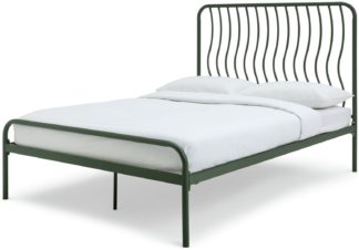 An Image of Habitat Wave Kingsize Metal Bed Frame - Green