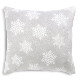 An Image of Habitat Snowflake Fleece Cushion - Grey - 43x43cm
