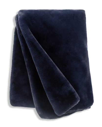 An Image of Habitat Faux Fur Throw - Navy- 125x150cm