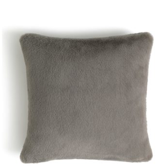 An Image of Habitat Plain Faux Fur Cushion - Dove Grey - 43X43cm