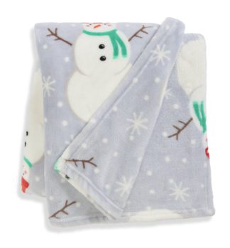 An Image of Habitat Snowman Print Fleece Throw - Multicolour - 125x150cm