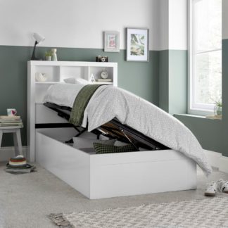 An Image of Oscar - Single - Bookcase Ottoman Storage Bed - White - Wooden - 3ft