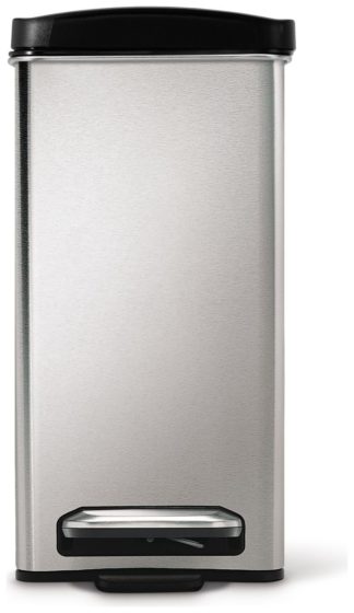 An Image of simplehuman 10L Profile Pedal Bin - Stainless Steel