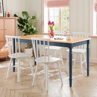 An Image of Harvey 4 Seater Rectangular Dining Table Blue