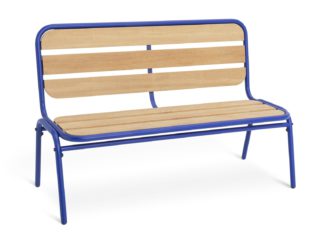 An Image of Habitat 2 Seater Wooden Garden Bench - Blue