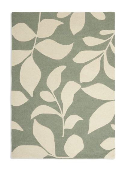 An Image of Habitat Verdant Leaf Patterned Tufted Rug - Green -120x170cm