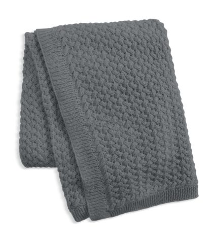 An Image of Habitat Plain Knitted Throw - Grey - 125x150cm