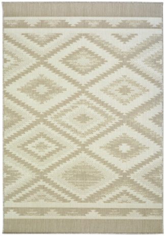 An Image of Relay HydroFlex Diamond Natural Outdoor Rug