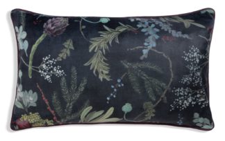 An Image of Habitat Velvet Winter Bouquet Print Cushion - Multi- 30x50cm