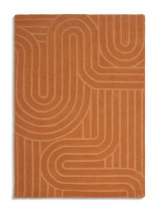 An Image of Habitat Mirage Patterned Carved Rug - Ginger - 120x170cm