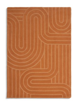 An Image of Habitat Mirage Patterned Carved Rug - Ginger - 120x170cm