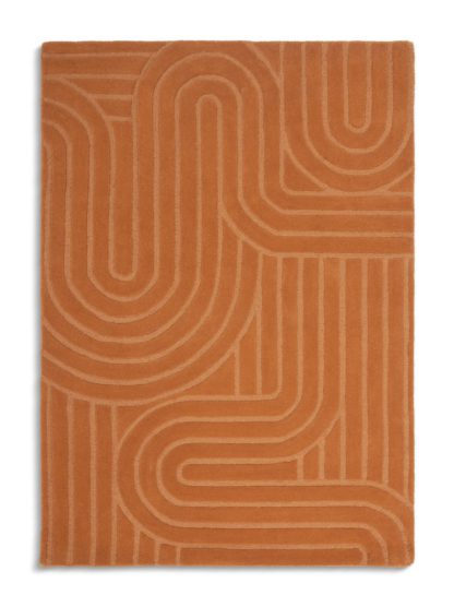 An Image of Habitat Mirage Patterned Carved Rug - Ginger - 120x170cm