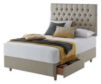 An Image of Silentnight Sassaria Superking 2 Drawer Divan Set- Sandstone